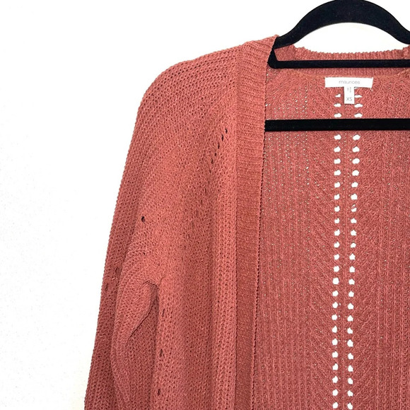 Maurices Matte Pink Chenille Knit Open Front Longline Cardigan Xsmall Women’s - Picture 3 of 12